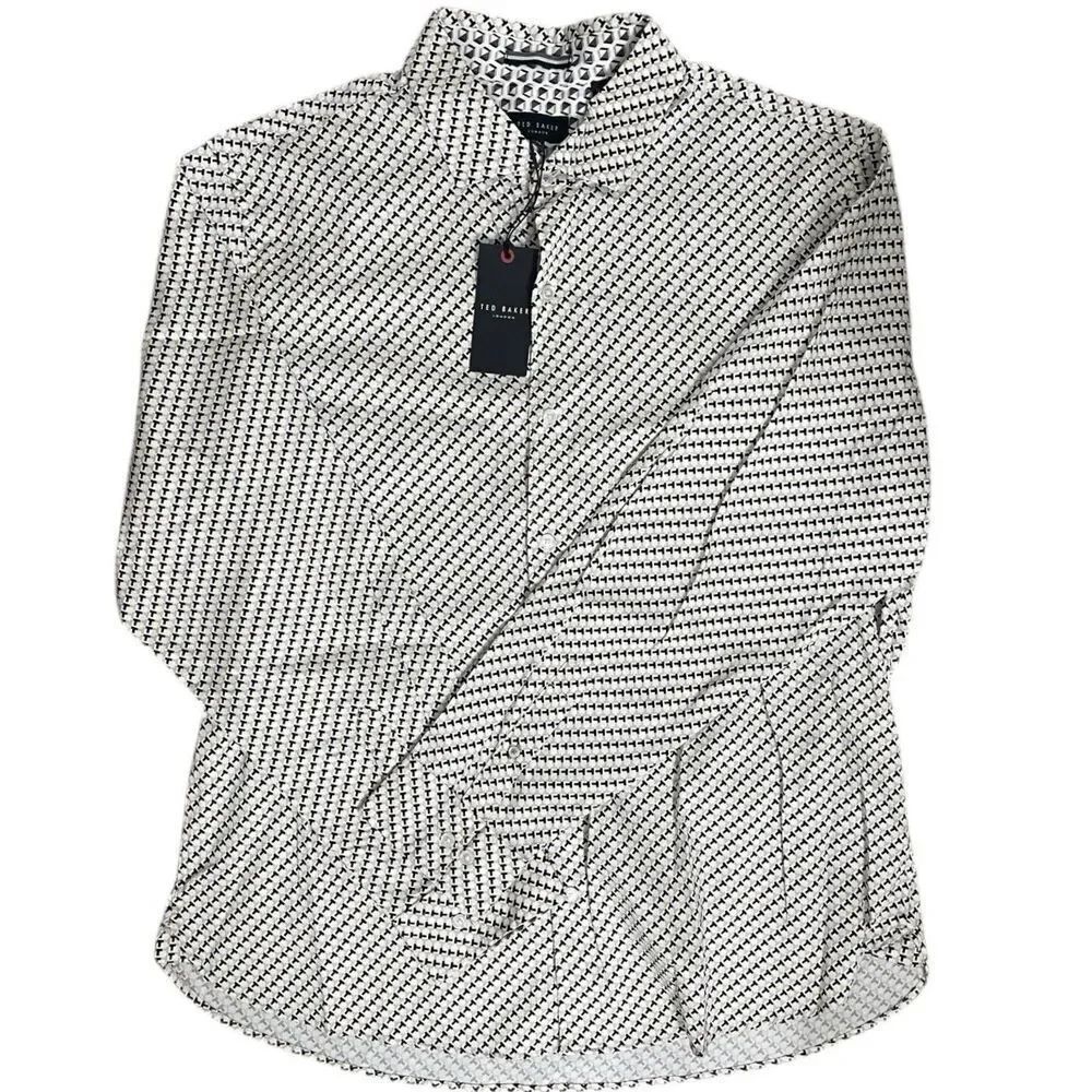 Ted Baker London Geometric Print Button Up Shirt XL Long Sleeve NWT